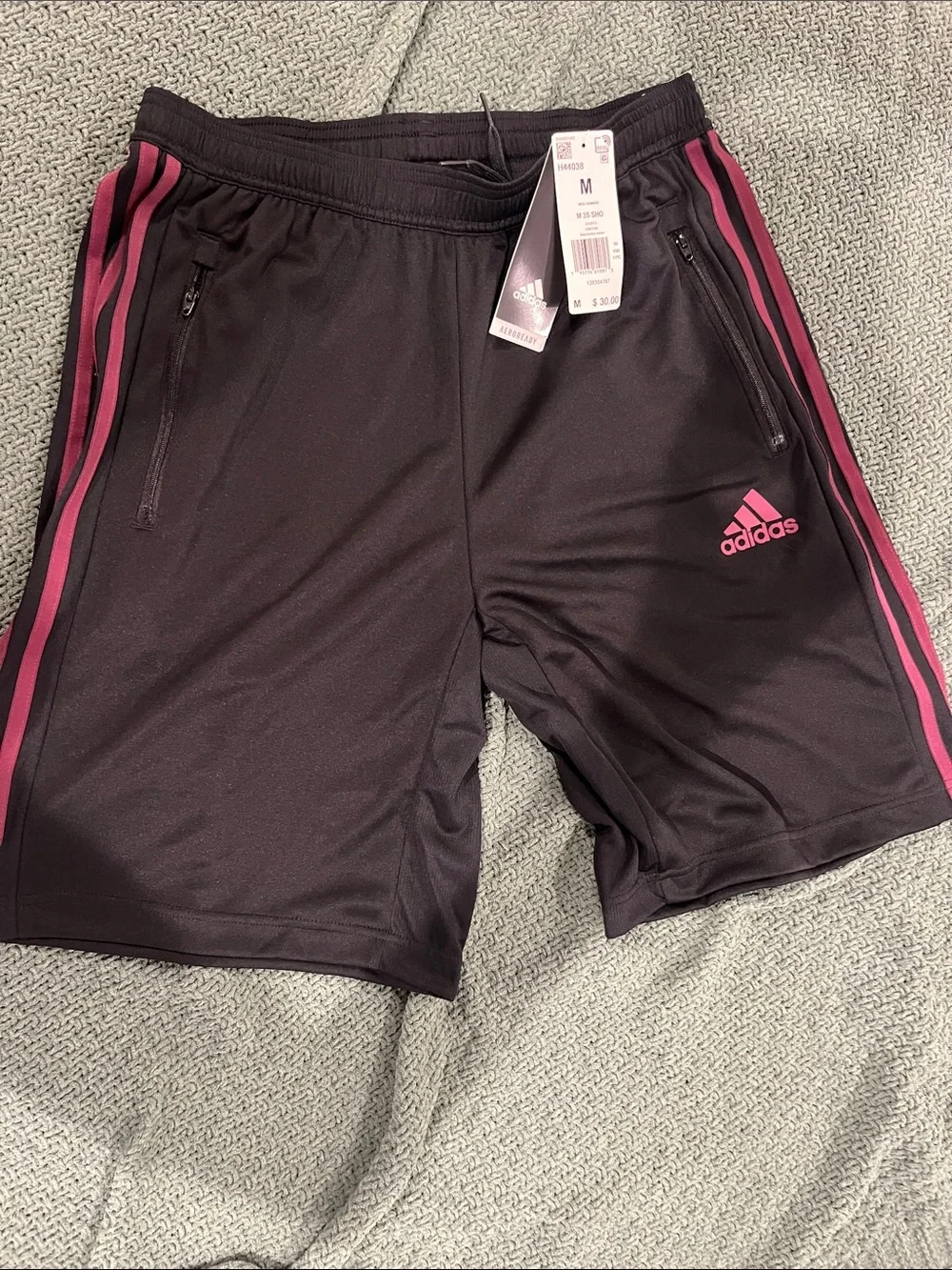 adidas Men’s Black Athletic Shorts with victory crismo stripes
